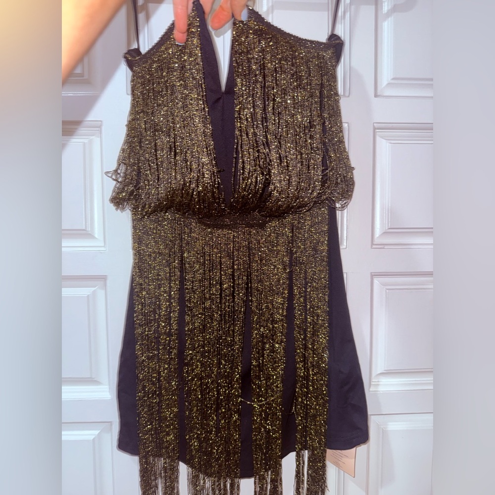 SHEIN Black and Gold Party Dress